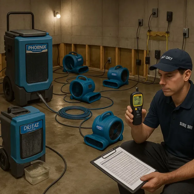 Structural Drying and Dehumidification process in Tiburones, PR
